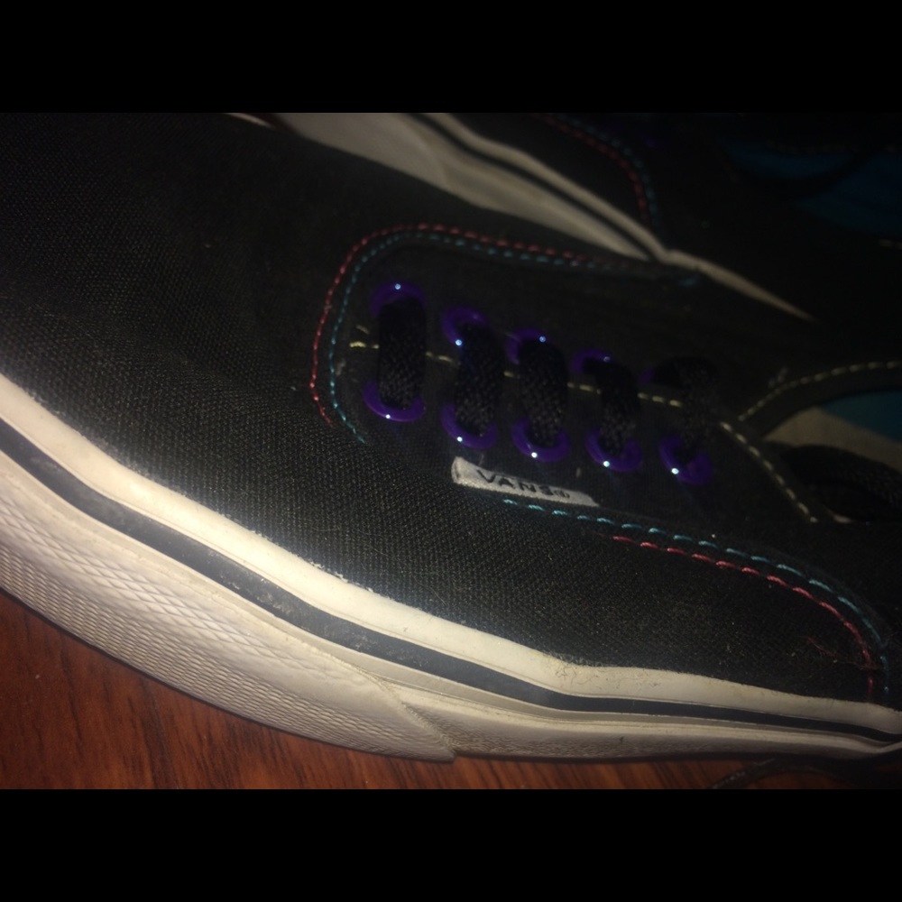 Black Vans with Rainbow Details - Picture 2 of 3